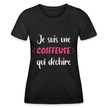 Coiffeuse - T-shirt sport Femme - noir - Devant - AI Model Female 172 light (172cm)