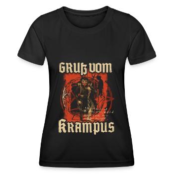 GRUß VOM KRAMPUS NIKOLAUS KRAMPUSTAG GESCHENK - Frauen Funktions-T-Shirt - Schwarz - Vorne - AI Model Female 172 light (172cm)