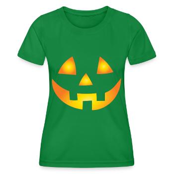 Carved Pumpkin Face - Women's Functional T-Shirt - kelly green - Front - AI Model Female 172 dark (172cm)