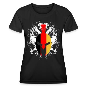 Spartaner Helm Deutschland - Frauen Funktions-T-Shirt - Schwarz - Vorne - AI Model Female 172 light (172cm)