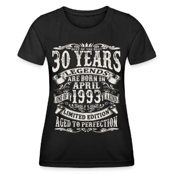 April 1993 - 30 years old - 30th birthday - Women's Functional T-Shirt - black - Front - AI Model Female 172 light (172cm)