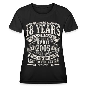 April 2005 - 18 years old - 18th birthday - Women's Functional T-Shirt - black - Front - AI Model Female 172 light (172cm)