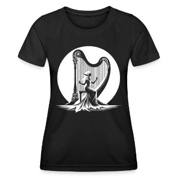 Harpe elfique jouant au clair de lune - T-shirt sport Femme - noir - Devant - AI Model Female 172 light (172cm)