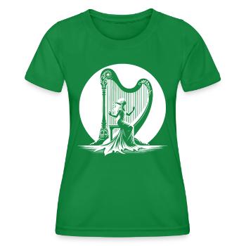Elf harp playing in the moonlight - Women's Functional T-Shirt - kelly green - Front - AI Model Female 172 dark (172cm)