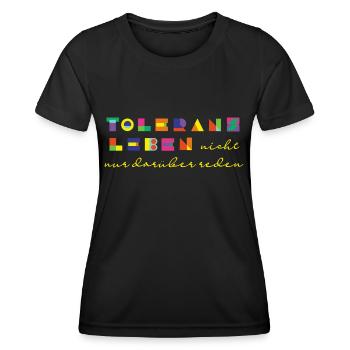 toleranz - Frauen Funktions-T-Shirt - Schwarz - Vorne - AI Model Female 172 light (172cm)