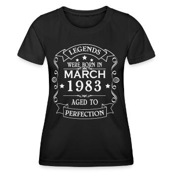Légende depuis mars 1983 - T-shirt sport Femme - noir - Devant - AI Model Female 172 light (172cm)