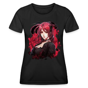 Manga Girl Design - Frauen Funktions-T-Shirt - Schwarz - Vorne - AI Model Female 172 light (172cm)
