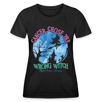 Cancer Chose The Wrong Witch Thyroid Cancer - Women's Functional T-Shirt - black - Front - AI Model Female 172 light (172cm)