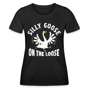 Silly geese on the loose - Women's Functional T-Shirt - black - Front - AI Model Female 172 light (172cm)