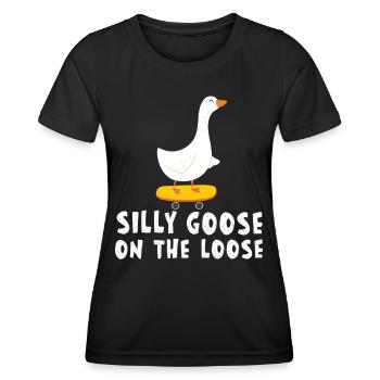 Silly geese on the loose - Women's Functional T-Shirt - black - Front - AI Model Female 172 light (172cm)