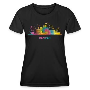 Denverites Skyline Denver - Frauen Funktions-T-Shirt - Schwarz - Vorne - AI Model Female 172 light (172cm)