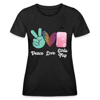 Week-end de filles Paix Amour Filles Voyage - T-shirt sport Femme - noir - Devant - AI Model Female 172 light (172cm)