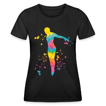 Diving, Artistic Jumping, Synchronized Diving - Women's Functional T-Shirt - black - Front - AI Model Female 172 light (172cm)