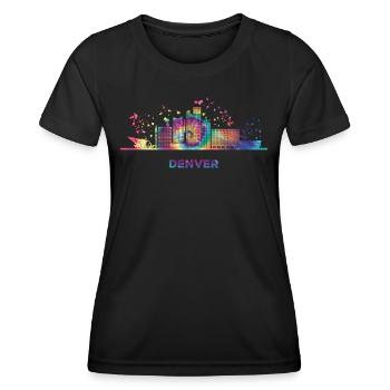 Denverites Skyline Denver - Frauen Funktions-T-Shirt - Schwarz - Vorne - AI Model Female 172 light (172cm)