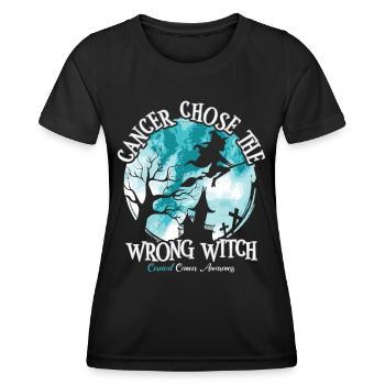 Krebshexe Teal White Gebärmutterhalskrebs - Frauen Funktions-T-Shirt - Schwarz - Vorne - AI Model Female 172 light (172cm)