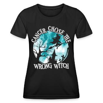 Krebshexe Teal White Gebärmutterhalskrebs - Frauen Funktions-T-Shirt - Schwarz - Vorne - AI Model Female 172 light (172cm)