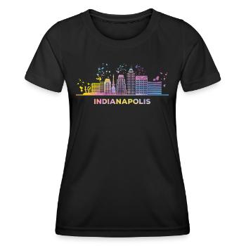 Ligne d’horizon de l’Indiana Indianapolis - T-shirt sport Femme - noir - Devant - AI Model Female 172 light (172cm)