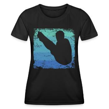 Diving, Artistic Jumping, Synchronized Diving - Women's Functional T-Shirt - black - Front - AI Model Female 172 light (172cm)
