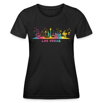 Las Vegans Skyline Stadtbild Las Vegas - Frauen Funktions-T-Shirt - Schwarz - Vorne - AI Model Female 172 light (172cm)