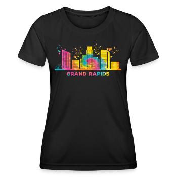 Ligne d’horizon de Grand Rapidian Grand Rapids - T-shirt sport Femme - noir - Devant - AI Model Female 172 light (172cm)