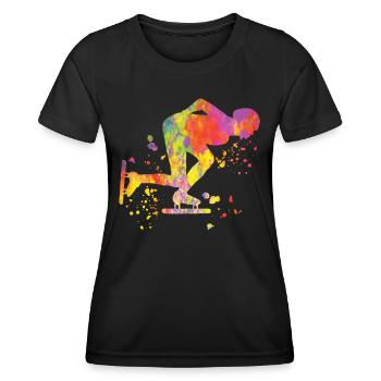 Patineuse de vitesse Sportswoman Patinage de vitesse - T-shirt sport Femme - noir - Devant - AI Model Female 172 light (172cm)