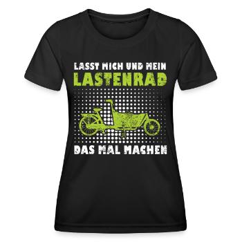 Cargo Bike Retro Cargo Bike Cargobike - Women's Functional T-Shirt - black - Front - AI Model Female 172 light (172cm)