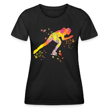 Patineuse de vitesse Sportswoman Patinage de vitesse - T-shirt sport Femme - noir - Devant - AI Model Female 172 light (172cm)