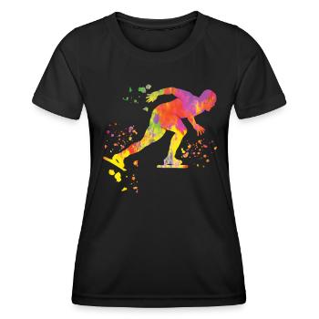 Patineuse de vitesse Sportswoman Patinage de vitesse - T-shirt sport Femme - noir - Devant - AI Model Female 172 light (172cm)
