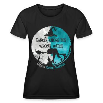 Krebshexe Teal White Gebärmutterhalskrebs - Frauen Funktions-T-Shirt - Schwarz - Vorne - AI Model Female 172 light (172cm)