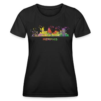 Memphean Skyline Memphis - Frauen Funktions-T-Shirt - Schwarz - Vorne - AI Model Female 172 light (172cm)