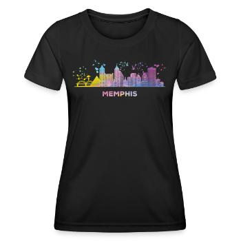 Memphean Skyline Memphis - Frauen Funktions-T-Shirt - Schwarz - Vorne - AI Model Female 172 light (172cm)
