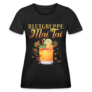 Groupe sanguin Mai Tai Enterrement de vie de jeune fille Barman - T-shirt sport Femme - noir - Devant - AI Model Female 172 light (172cm)
