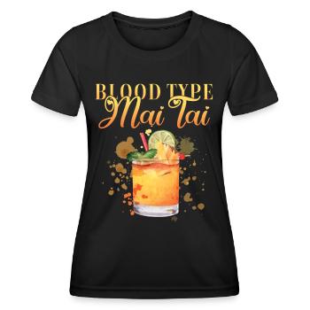 Groupe sanguin Mai Tai Enterrement de vie de jeune fille Barman - T-shirt sport Femme - noir - Devant - AI Model Female 172 light (172cm)