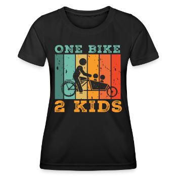 Ein Fahrrad 2 Kinder Retro Fahrrad Cargobike - Frauen Funktions-T-Shirt - Schwarz - Vorne - AI Model Female 172 light (172cm)