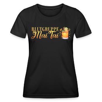 Groupe sanguin Mai Tai Enterrement de vie de jeune fille Barman - T-shirt sport Femme - noir - Devant - AI Model Female 172 light (172cm)