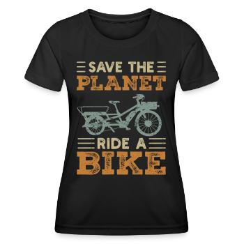 Save The Planet Cargo Bike Cargo Bike - Women's Functional T-Shirt - black - Front - AI Model Female 172 light (172cm)