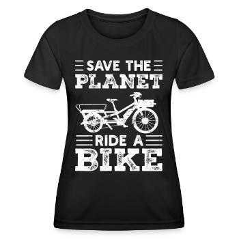 Save The Planet Cargo Bike Cargo Bike - Women's Functional T-Shirt - black - Front - AI Model Female 172 light (172cm)