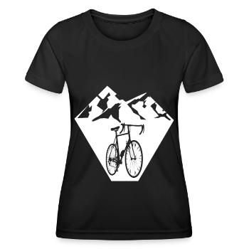 Diamantform - Berg - Radsport - (4) - Frauen Funktions-T-Shirt - Schwarz - Vorne - AI Model Female 172 light (172cm)
