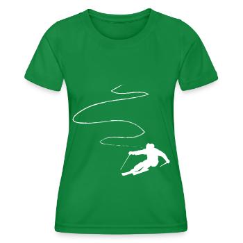 Ligne courbe - Ski - (10) - T-shirt sport Femme - vert - Devant - AI Model Female 172 dark (172cm)
