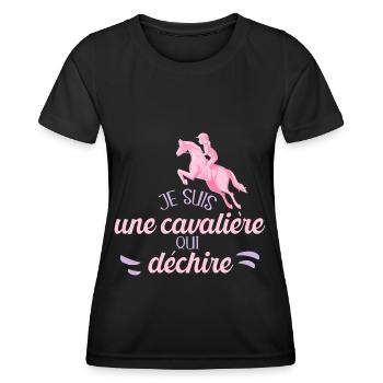 Je Suis Une Cavalière Qui Déchire Cadeau Cavalière - T-shirt sport Femme - noir - Devant - AI Model Female 172 light (172cm)
