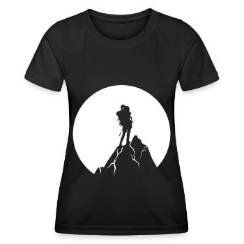 Mond - Wandern - (5) - Frauen Funktions-T-Shirt - Schwarz - Vorne - AI Model Female 172 light (172cm)