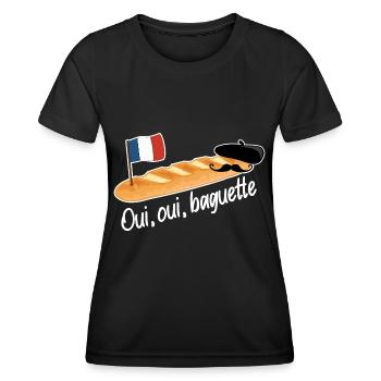 Oui Oui Baguette - Lustiges französisches Essen - Frauen Funktions-T-Shirt - Schwarz - Vorne - AI Model Female 172 light (172cm)
