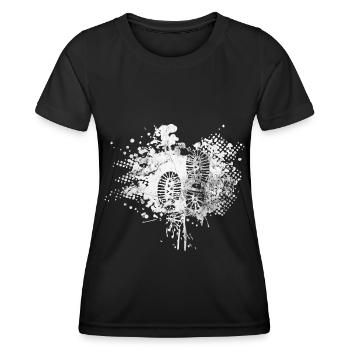 Spritzer - Wanderer Fußabdruck - (3) - Frauen Funktions-T-Shirt - Schwarz - Vorne - AI Model Female 172 light (172cm)