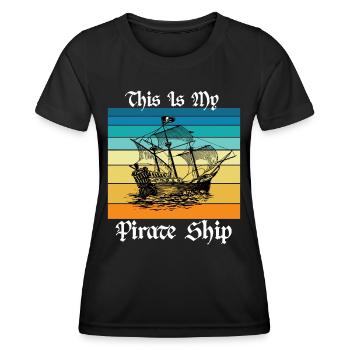 Ceci est mon bateau pirate - T-shirt sport Femme - noir - Devant - AI Model Female 172 light (172cm)