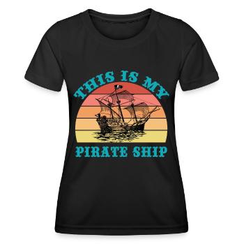 Das ist mein Piratenschiff - Frauen Funktions-T-Shirt - Schwarz - Vorne - AI Model Female 172 light (172cm)