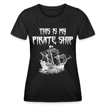Ceci est mon bateau pirate - T-shirt sport Femme - noir - Devant - AI Model Female 172 light (172cm)