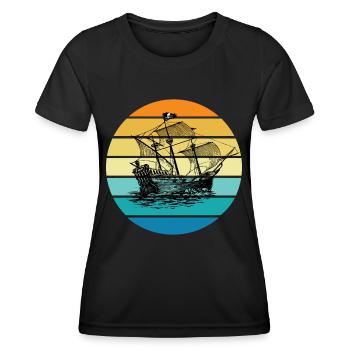 Bateau pirate - T-shirt sport Femme - noir - Devant - AI Model Female 172 light (172cm)