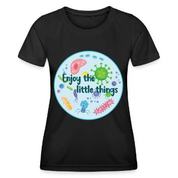 Viel Spaß mit den kleinen Dingen - Lustige Mikrobiologie - Frauen Funktions-T-Shirt - Schwarz - Vorne - AI Model Female 172 light (172cm)