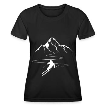 Montagne - Ligne sinueuse - Ski - (12) - T-shirt sport Femme - noir - Devant - AI Model Female 172 light (172cm)