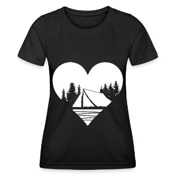 Heart - Camping - - Women's Functional T-Shirt - black - Front - AI Model Female 172 light (172cm)